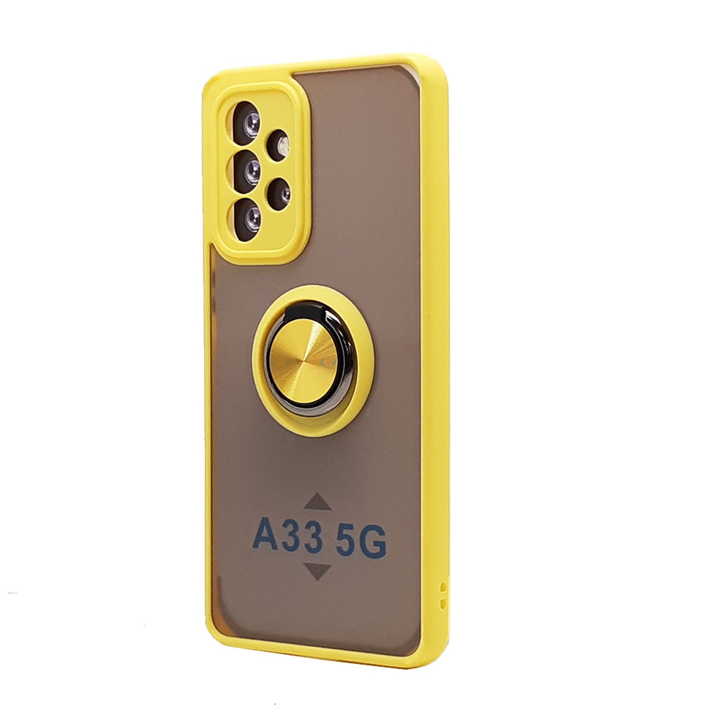 Tuff Slim Armor Hybrid RING Stand Case for Samsung Galaxy A72 5G (Yellow)